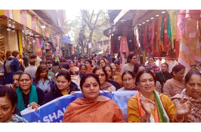 Former Minister, and BJP National Executive Member, Priya Sethi during a party programme at Mubarak Mandi organised by BJP Mahila Morcha on Monday. Former Minister, and BJP National Executive Member, Priya Sethi during a party programme at Mubarak Mandi organised by BJP Mahila Morcha on Monday.