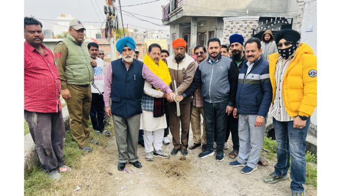BJP leader, Baldev Singh Billawaria kick starting development works in Gangyal on Friday.