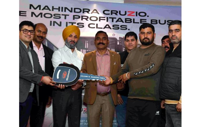 Dharender Sharma, MD, Prestige Truck and Bus launching CRUZIO BS6 bus chassis in Jammu on Tuesday.