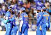 MI players celebrating victory against Delhi Capitals on Sunday.
