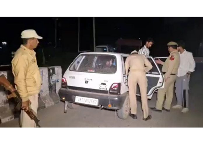 Naka checking stepped up in Rajouri after terror attack on Monday. -Excelsior/Imran