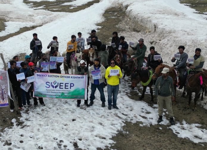 People participating in Democracy Riding Race at Raimarg Sukhni on Sunday.