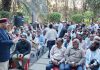Senior BJP leader Devender Singh Rana addressing the gathering on Monday.
