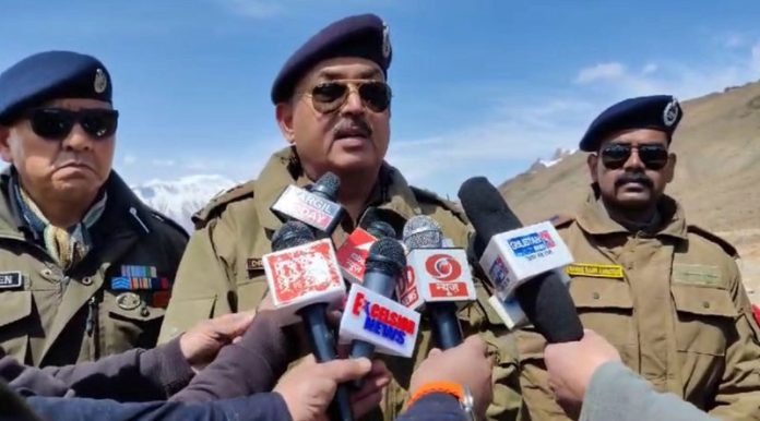 ADGP Ladakh, SD Singh Jamwal, addressing media persons on Wednesday. -Excelsior/Basharat Ladakhi ADGP Ladakh, SD Singh Jamwal, addressing media persons on Wednesday. -Excelsior/Basharat Ladakhi