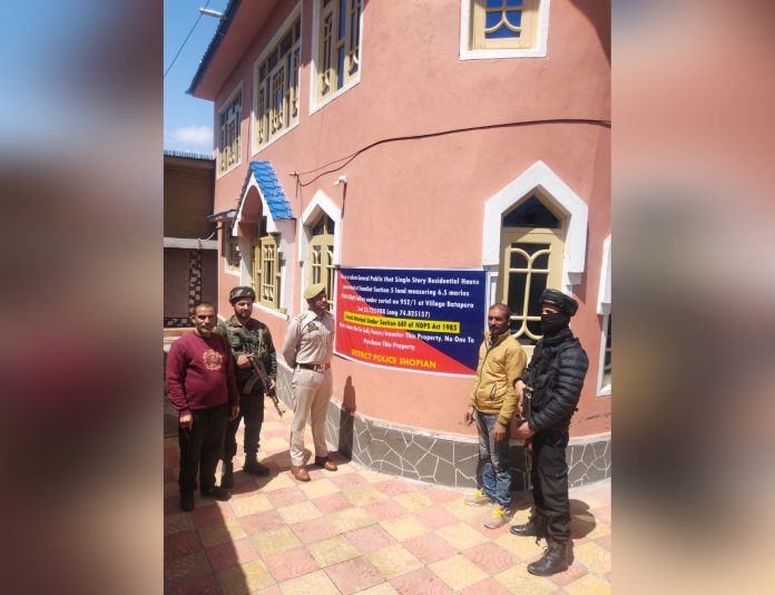 Police Attaches Illegal Property Of Notorious Woman Drug Peddler In J&K's Shopian