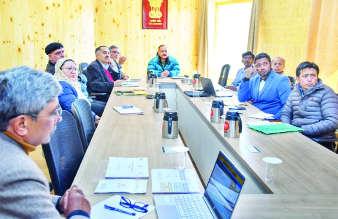 Advisor to LG Ladakh, Dr Pawan Kotwal chairing a meeting of officers at Civil Secretariat, Leh. Advisor to LG Ladakh, Dr Pawan Kotwal chairing a meeting of officers at Civil Secretariat, Leh.