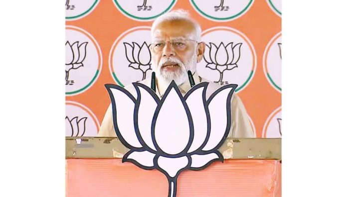 Prime Minister Narendra Modi addressing a poll rally in Pilibhit, Uttar Pradesh on Tuesday.