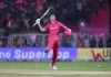 Jos Buttler celebrating his centurey against RCB at Jaipur on Saturday.