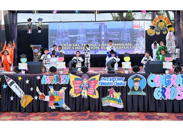 Kindergarten students performing cultural items during a programme in School on Thursday.
