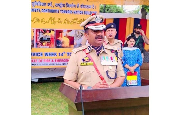 Director Fire Services, Alok Kumar addressing officials during a function at Gandhi Nagar, Jammu. Director Fire Services, Alok Kumar addressing officials during a function at Gandhi Nagar, Jammu.