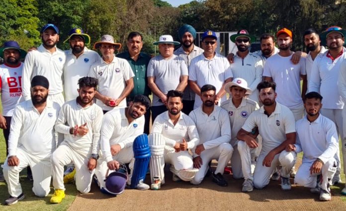 Players posing for group photograph during a league match at Jammu on Tuesday. Players posing for group photograph during a league match at Jammu on Tuesday.