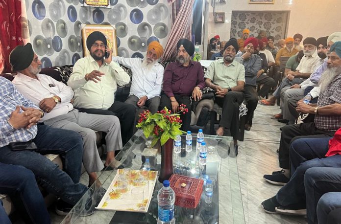 BJP leaders during a public meeting at Simbal Camp in Jammu on Thursday.