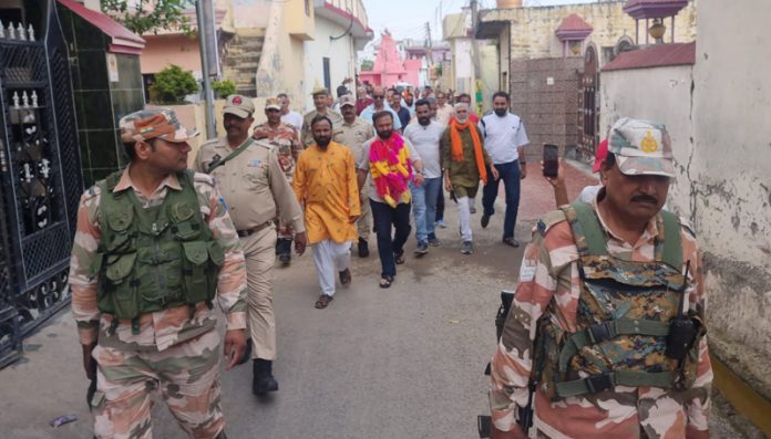 Ankur Sharma campaigning on Wednesday.