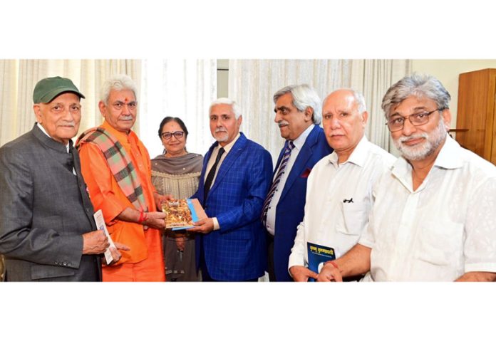 LG Manoj Sinha meeting with a delegation at Raj Bhwavn.