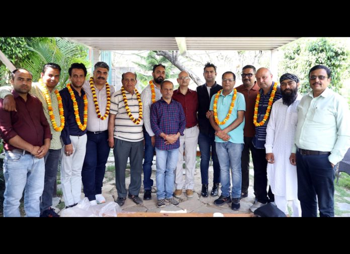 PCJ president Sanjeev Pargal with Udhampur Press Club office bearers and members at Udhampur on Wednesday.