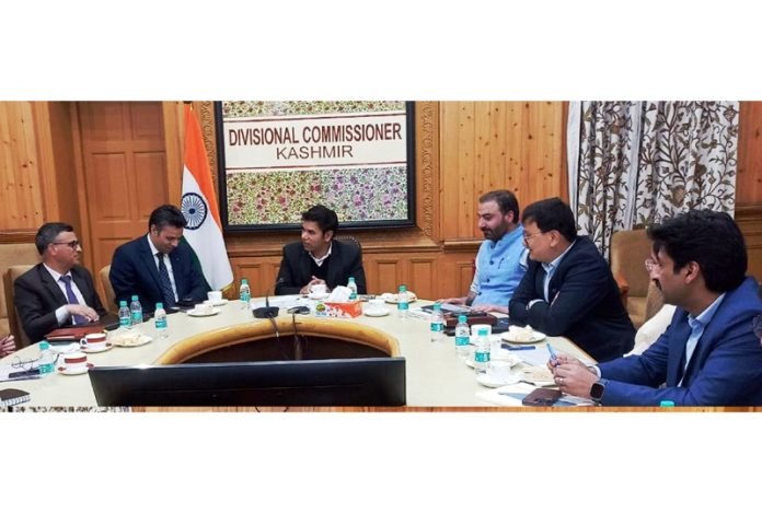 Divisional Commissioner Kashmir, Vijay Kumar Bidhuri chairing a meeting on Saturday.