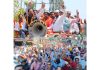 Senior Congress leaders B S Solanki, Vikar Rasool Wani, Raman Bhalla and others taking out grand road show on last day of campaign in Jammu. —Excelsior/Rakesh