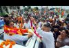 Cong candidate, Raman Bhalla during election rally in Bishnah on Wednesday.