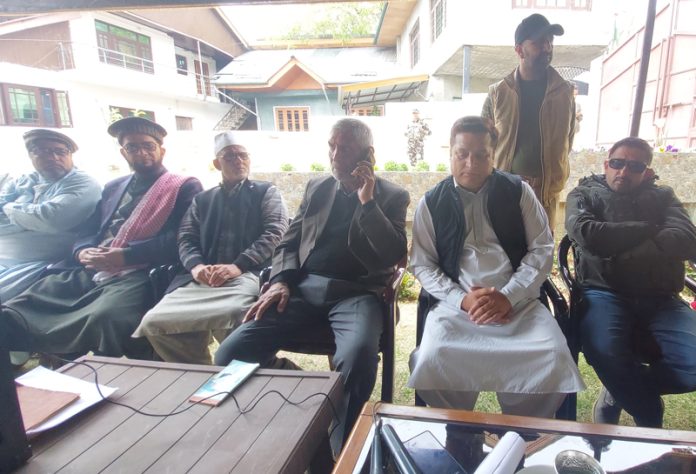 J&K United Movement, led by Ishfaq Jabbar during party convention in Lar. -Excelsior/Firdous Ahmad