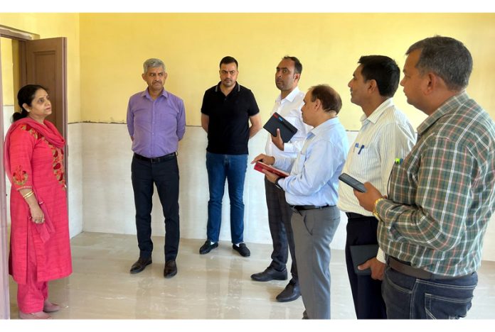 Project Director, Samagra Shiksha, Rakesh Magotra inspecting the civil works in Udhampur District on Wednesday.