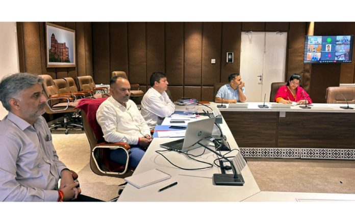 CEO J&K Pandurang K Pole chairing a meeting on Tuesday.