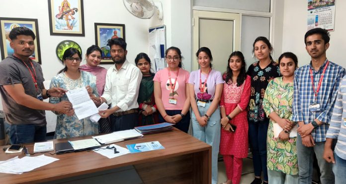 ABVP delegation submitting memorandum to CUJ Dean Students Welfare.