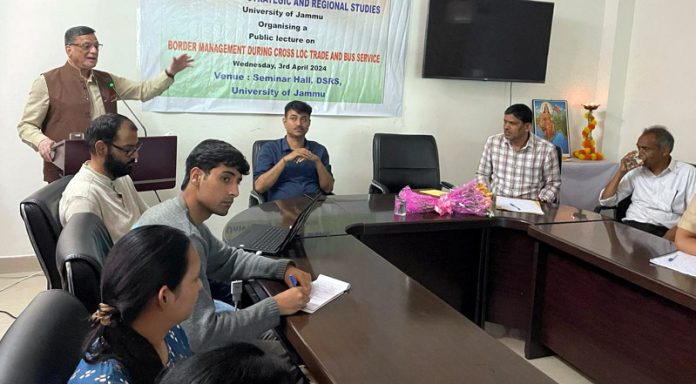 Pramod Jain delivering a public lecture at JU on Wednesday.