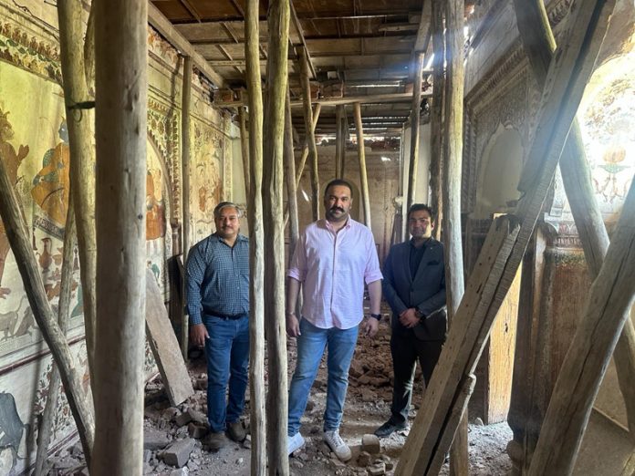 Ranvijay Singh, Trustee of the J&K Dharmarth Trust inspecting ongoing renovation works at various temples in Jammu on Thursday. Ranvijay Singh, Trustee of the J&K Dharmarth Trust inspecting ongoing renovation works at various temples in Jammu on Thursday.