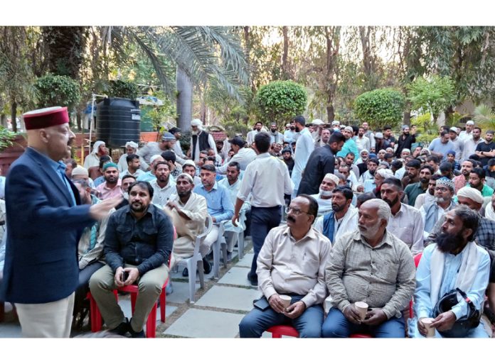 Senior BJP leader Devender Singh Rana addressing public gathering on Tuesday.