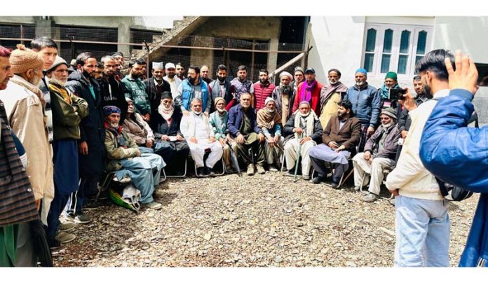 NC leader Ajaz Jan during public meeting in Mandi area of Poonch.