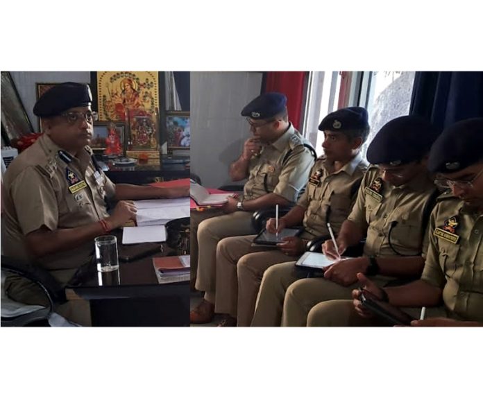 DIG JSK Range, Dr Sunil Gupta, conducting inspection of Police Station RS Pura on Tuesday. DIG JSK Range, Dr Sunil Gupta, conducting inspection of Police Station RS Pura on Tuesday.