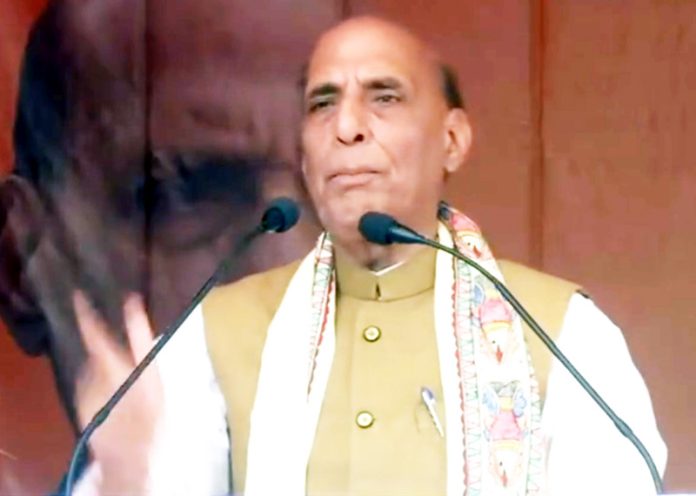 Defence Minister and senior BJP leader Rajnath Singh addressing a rally in Bihar on Sunday. Defence Minister and senior BJP leader Rajnath Singh addressing a rally in Bihar on Sunday.