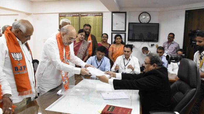 Union Home Minister Amit Shah filed his nomination papers as BJP candidate from Gandhinagar Lok Sabha constituency in Gujarat.