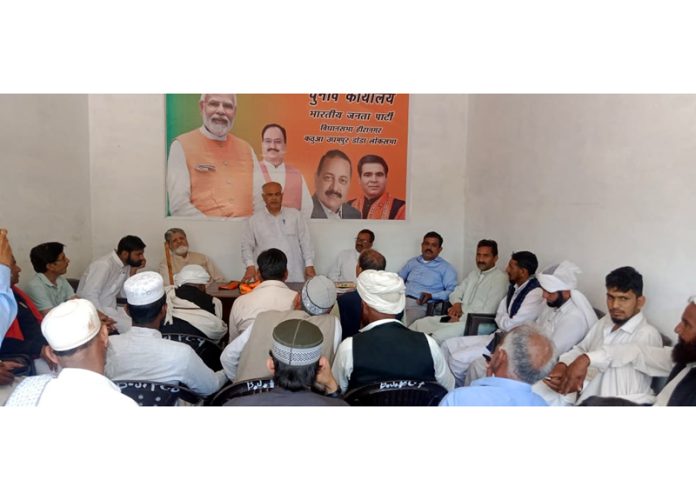 Ashok Koul, General Secretary, J&K BJP addressing members of Gujjar community on Tuesday.