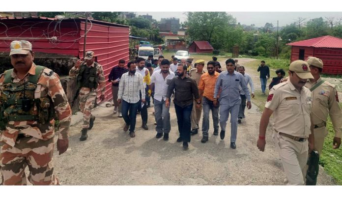 Ekam Sanatan Bharat Dal candidate for Jammu Lok Sabha seat, Ankur Sharma campaigning in Pouni area of Reasi on Friday.
