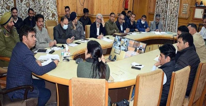 Div Com Kashmir Vijay Kumar Bidhuri chairing a meeting at Srinagar.