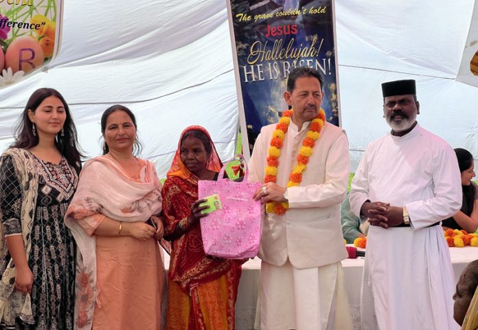 Former Dy Mayor Baldev Singh Billawaria along with others during a programme organised in Jammu on Tuesday.