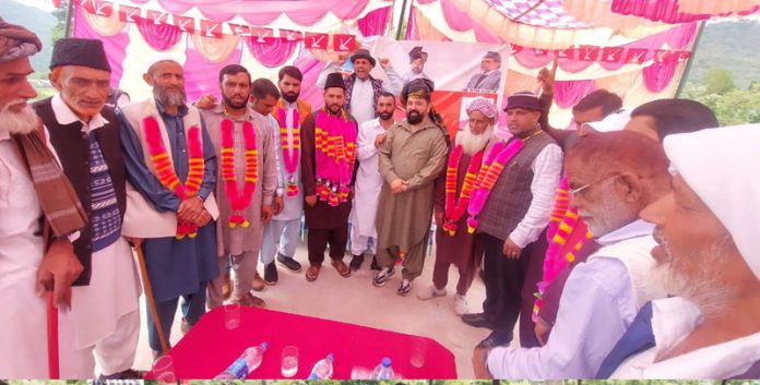 NC leader Ajaz Jan welcomes new entrants into party fold in Poonch.