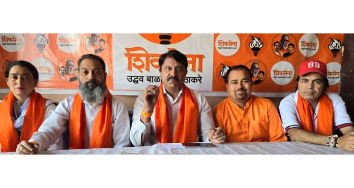 Shiv Sena leaders addressing a press conference at Jammu on Monday. Shiv Sena leaders addressing a press conference at Jammu on Monday.
