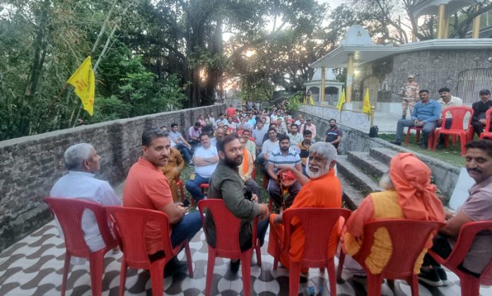 Ankur Sharma addressing a public gathering on Tuesday.