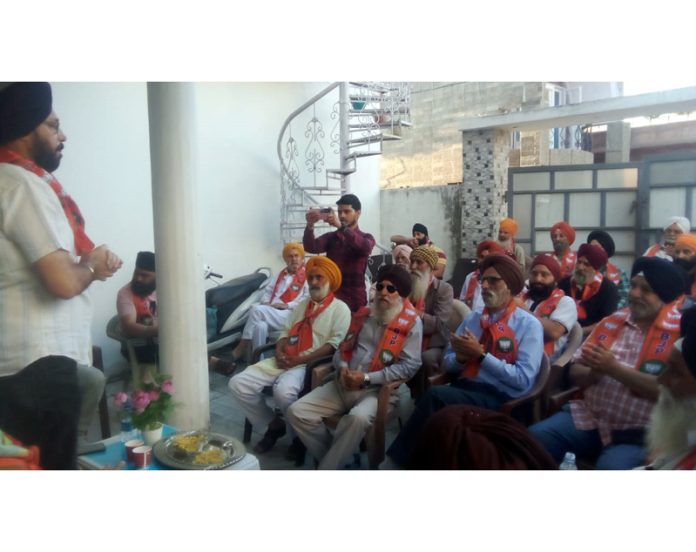 BJP Minority Morcha J&K president Ranjodh Singh Nalwa addressing during a function organised in Jammu on Saturday.