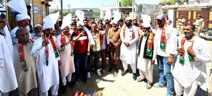 BJP vice president, Yudhvir Sethi during a meeting at Ragoora, Jammu on Wednesday.