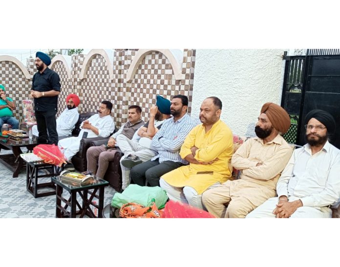 BJP leaders addressing a meeting at Jammu on Monday.