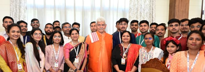 LG Manoj Sinha Interacts With Yuva Sangam’s Youth Delegation From Maharashtra