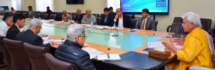 LG Manoj Sinha reviewing progress of transit accommodation of PM package employees in Srinagar. LG Manoj Sinha reviewing progress of transit accommodation of PM package employees in Srinagar.