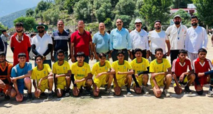 Guests posing with players at GHSS Ground, Ghat in Doda district. Guests posing with players at GHSS Ground, Ghat in Doda district.