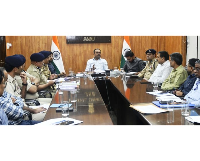 Div Com Jammu Ramesh Kumar chairing a meeting.