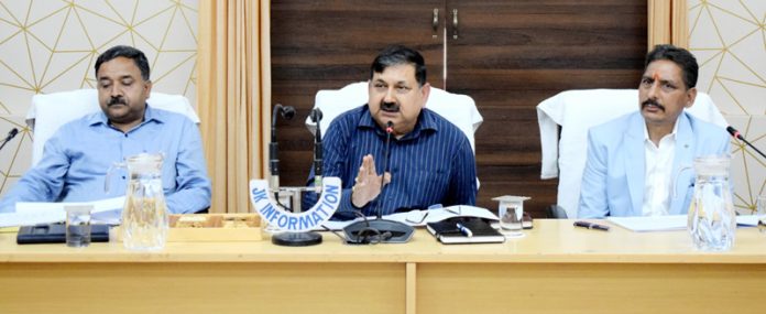 Director School Education Jammu chairing a meeting at Kishtwar on Monday. -Excelsior/Tilak Raj Director School Education Jammu chairing a meeting at Kishtwar on Monday. -Excelsior/Tilak Raj