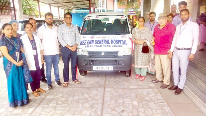 Management and staff of Bee Enn General Hospital during the launch of new motor van. Management and staff of Bee Enn General Hospital during the launch of new motor van.