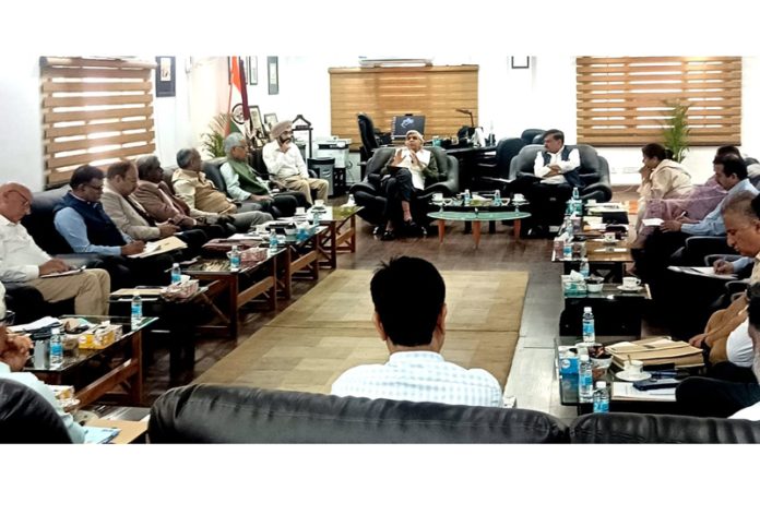 Prof Dinesh Singh, VC, J&K HEC, chairing a crucial meeting in Jammu on Wednesday. Prof Dinesh Singh, VC, J&K HEC, chairing a crucial meeting in Jammu on Wednesday.